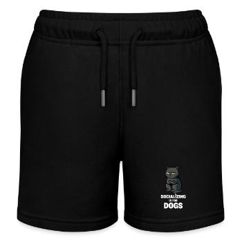 Socializing Is for Dogs – Antisocial Cat Mood - Kids Organic Sweat Shorts by Stanley/Stella - black - Front