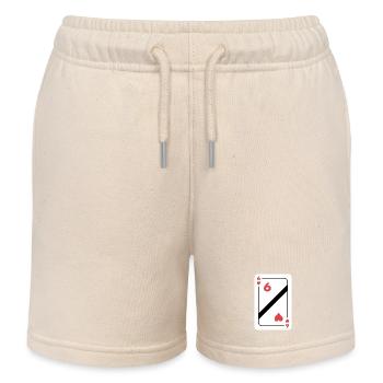 Herz Sechs Spielkarte Pokerkarte - Kinder Organic Joggingshorts Mini Bolter von Stanley/Stella - Natur - Vorne