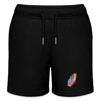 plume de pintade dessinée et colorée - Short de jogging enfant bio Stanley/Stella - noir - Devant