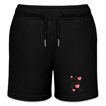 Heart Pink Pattern Heart Pattern Gift Heart Pattern - Kids Organic Sweat Shorts by Stanley/Stella - black - Front