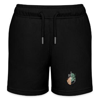 Renard vs origami dessin blanc - Short de jogging enfant bio Stanley/Stella - noir - Devant