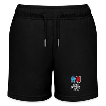 Drôle piercing Tatouage Tatoueur - Short de jogging enfant bio Stanley/Stella - noir - Devant
