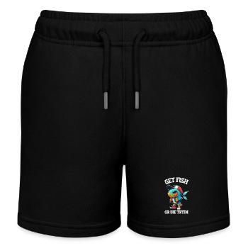 Get Fish or Die Tryin - Angelhumor - Kinder Organic Joggingshorts Mini Bolter von Stanley/Stella - Schwarz - Vorne