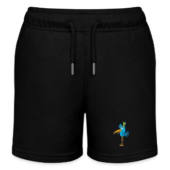Blue bird and its hat - Kids Organic Sweat Shorts by Stanley/Stella - black - Front