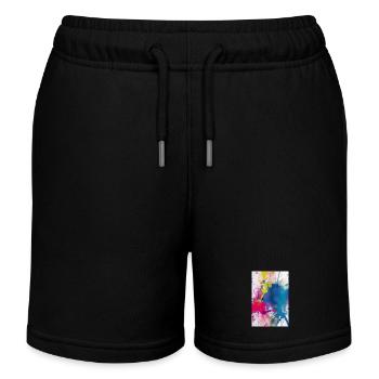 Des éclaboussures de couleur. Peinture - Short de jogging enfant bio Stanley/Stella - noir - Devant