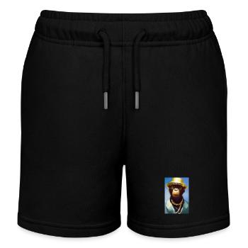Cooler Affe mit Gold Kette - Kinder Organic Joggingshorts Mini Bolter von Stanley/Stella - Schwarz - Vorne
