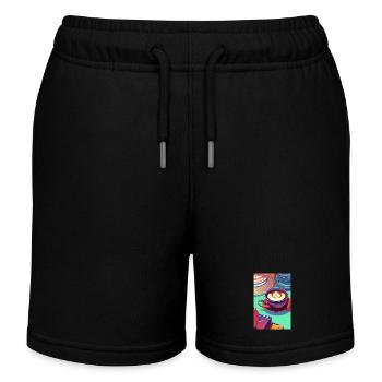 Café, grains de café - Short de jogging enfant bio Stanley/Stella - noir - Devant