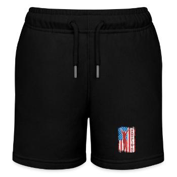 Trampoline jumping drapeau des États-Unis - Short de jogging enfant bio Stanley/Stella - noir - Devant