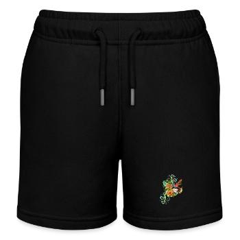 Merveilleuses fleurs élégantes avec oiseau. - Short de jogging enfant bio Stanley/Stella - noir - Devant