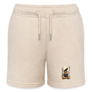Bücherstapel mit Rabe - Kinder Organic Joggingshorts Mini Bolter von Stanley/Stella - Natur - Vorne