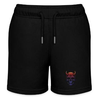 Crâne avec cornes - Short de jogging enfant bio Stanley/Stella - noir - Devant