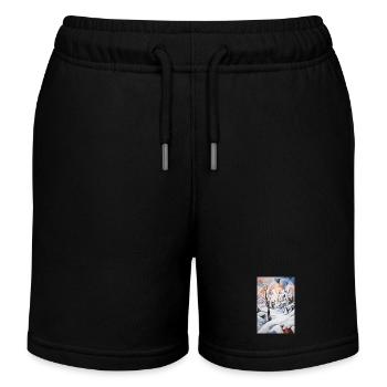 Snowy landscape in geometric style - Kids Organic Sweat Shorts by Stanley/Stella - black - Front