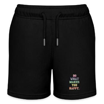 Inspirational Colourful Happiness Message - Kids Organic Sweat Shorts by Stanley/Stella - black - Front