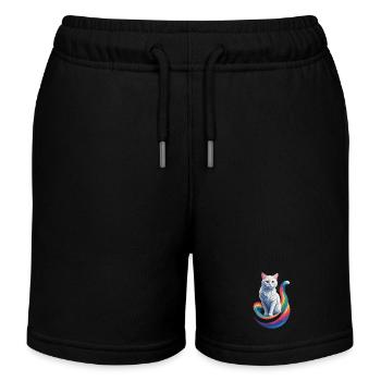 Cute Cat - Kids Organic Sweat Shorts by Stanley/Stella - black - Front