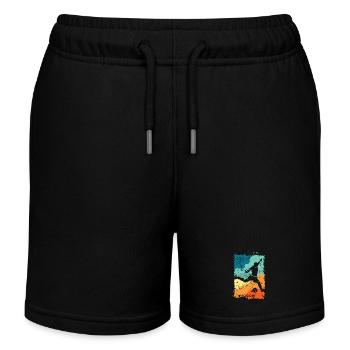 Football couleurs colorées joueur tir logo rétro - Short de jogging enfant bio Stanley/Stella - noir - Devant