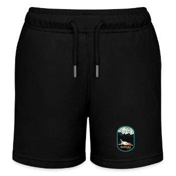 Illustration bathing black sand beach, Madeira - Kids Organic Sweat Shorts by Stanley/Stella - black - Front