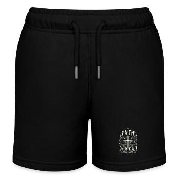 Glaube über Angst Kreuzdesign - Kinder Organic Joggingshorts Mini Bolter von Stanley/Stella - Schwarz - Vorne