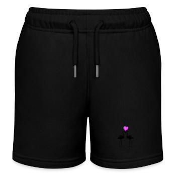 Flamingo Liebe Paar - Kinder Organic Joggingshorts Mini Bolter von Stanley/Stella - Schwarz - Vorne