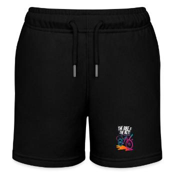 Vibrant Bicycle Enthusiasm Design - Kids Organic Sweat Shorts by Stanley/Stella - black - Front