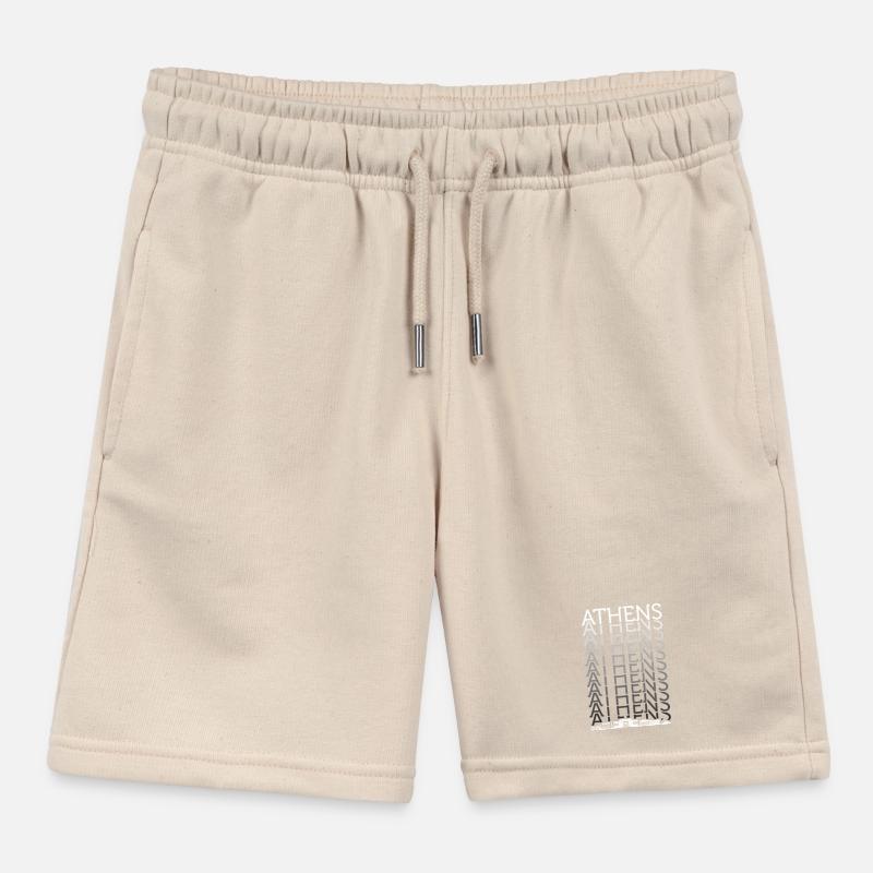 Athens Skyline Echo Typography Kids Organic Sweat Shorts by Stanley/Stella