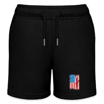 USA Patriotic Cheerleader - Kids Organic Sweat Shorts by Stanley/Stella - black - Front