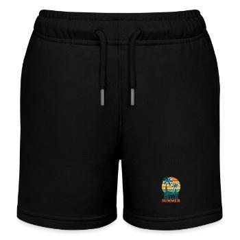 Strand mit Palmen und Sonnenuntergang - Kinder Organic Joggingshorts Mini Bolter von Stanley/Stella - Schwarz - Vorne