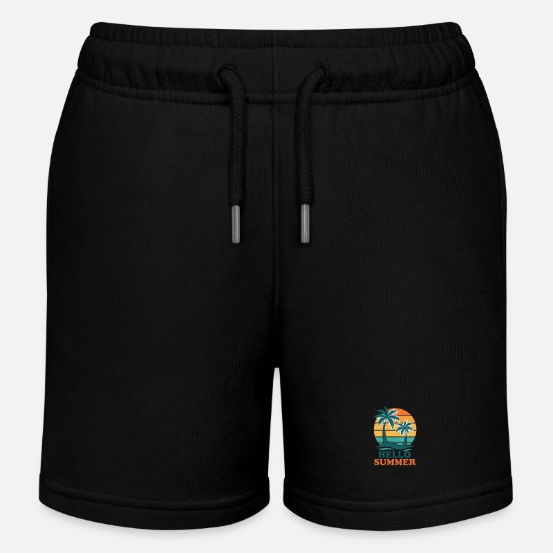 Plage avec palmiers et coucher de soleil - Short de jogging enfant bio Stanley/Stella - noir