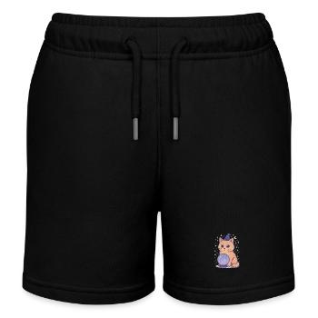 Cat magic in the space sphere - Kids Organic Sweat Shorts by Stanley/Stella - black - Front