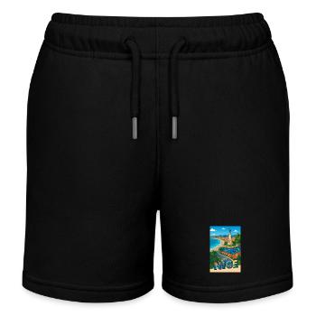 Schöne ikonische Aussicht mit Statue und Meer - Kinder Organic Joggingshorts Mini Bolter von Stanley/Stella - Schwarz - Vorne