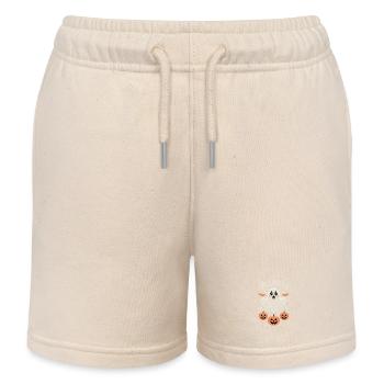Scary Halloween ghost with pumpkins - Kids Organic Sweat Shorts by Stanley/Stella - soft Ecru - Front