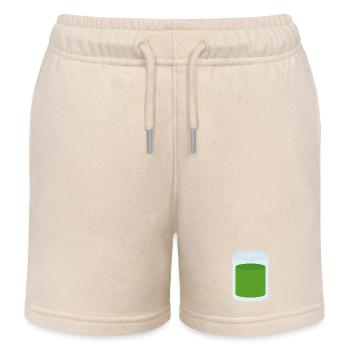 Green Juice in Glass - Kids Organic Sweat Shorts by Stanley/Stella - soft Ecru - Front