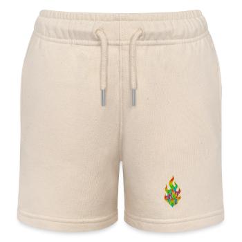 Rainbow Fire Glitter Flame - Kids Organic Sweat Shorts by Stanley/Stella - soft Ecru - Front