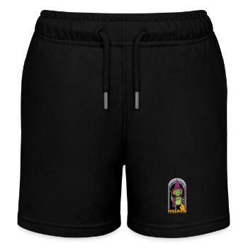 Zaubererechse mit lila Hut und Umhang - Kinder Organic Joggingshorts Mini Bolter von Stanley/Stella - Schwarz - Vorne