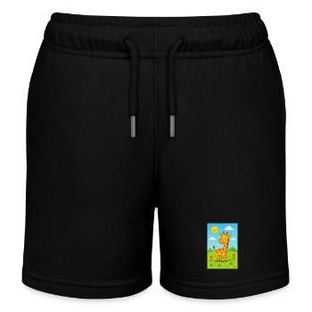 Sonnige Girafe im Kinderwiese - Kinder Organic Joggingshorts Mini Bolter von Stanley/Stella - Schwarz - Vorne