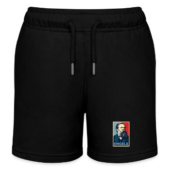 Portrait pop art d’Engels - Short de jogging enfant bio Stanley/Stella - noir - Devant