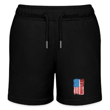 U.S. Patriotic Painter - Kids Organic Sweat Shorts by Stanley/Stella - black - Front