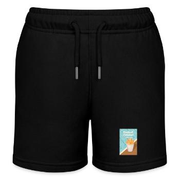 Freibad Pommes Sommer 90s Retro Design - Kinder Organic Joggingshorts Mini Bolter von Stanley/Stella - Schwarz - Vorne