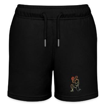 Baseball Keeper Drawing - Kids Organic Sweat Shorts by Stanley/Stella - black - Front