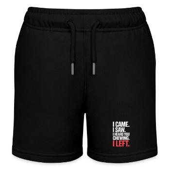 chewing sounds chewing eating sounds smacking chewing chewing - Kids Organic Sweat Shorts by Stanley/Stella - black - Front