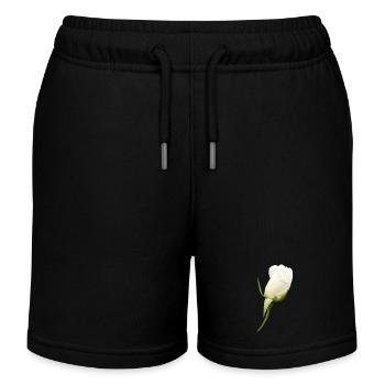 white rose white flower - Kids Organic Sweat Shorts by Stanley/Stella - black - Front