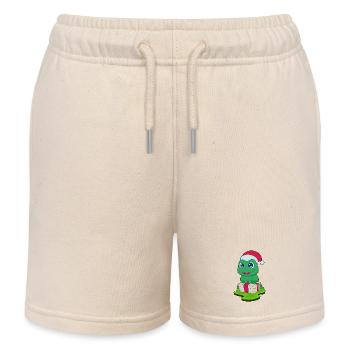 Frog Christmas Package - Kids Organic Sweat Shorts by Stanley/Stella - soft Ecru - Front