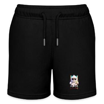 Yeti Monster im Sonnenstuhl - Kinder Organic Joggingshorts Mini Bolter von Stanley/Stella - Schwarz - Vorne