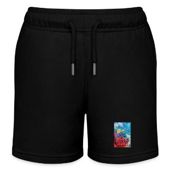 Monde sous-marin vibrant du récif corallien - Short de jogging enfant bio Stanley/Stella - noir - Devant