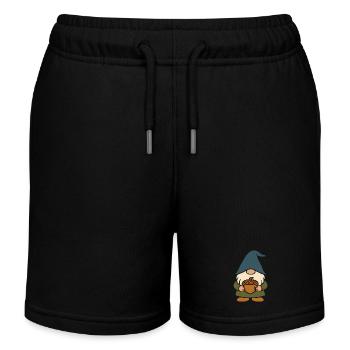 Gartenzwerg-Wichtel mit Eichel Motiv für'n Herbst - Kinder Organic Joggingshorts Mini Bolter von Stanley/Stella - Schwarz - Vorne