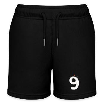 Festive Birthday Number Nine Illustration - Kids Organic Sweat Shorts by Stanley/Stella - black - Front