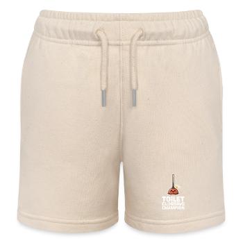 Toilet Clogging Champion Klo Humor - Kids Organic Sweat Shorts by Stanley/Stella - soft Ecru - Front