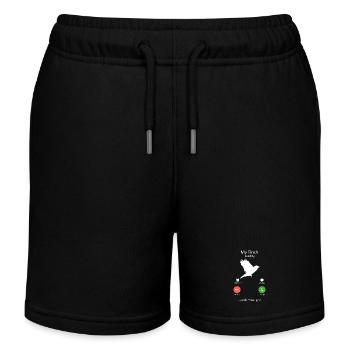 My Finch is Calling and I Must Go Bird Design - Kids Organic Sweat Shorts by Stanley/Stella - black - Front