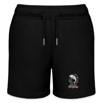 Find Your Porpoise Schweinswal Motivation Spruch - Kinder Organic Joggingshorts Mini Bolter von Stanley/Stella - Schwarz - Vorne