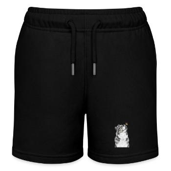 Aussie blickt Schmetterling Australian Shepherd - Kinder Organic Joggingshorts Mini Bolter von Stanley/Stella - Schwarz - Vorne