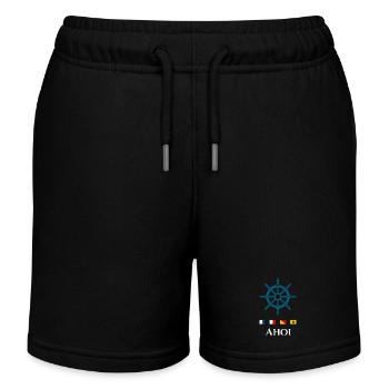 Ahoi Segeln Maritimes Steuerrad Motiv - Kinder Organic Joggingshorts Mini Bolter von Stanley/Stella - Schwarz - Vorne